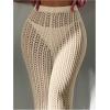 image:imageGORGLITTER Womens Crochet Swimsuit Bathing Suit Beach Cover Up Pants Sheer Swim Coverups Pants Bottom Vacation OutfitsApricot