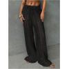 image:imageGORGLITTER Womens Crochet Swimsuit Bathing Suit Beach Cover Up Pants Sheer Swim Coverups Pants Bottom Vacation OutfitsSolid Black