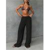 image:imageGORGLITTER Womens Crochet Swimsuit Bathing Suit Beach Cover Up Pants Sheer Swim Coverups Pants Bottom Vacation OutfitsSolid Black