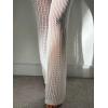 image:imageGORGLITTER Womens Crochet Swimsuit Bathing Suit Beach Cover Up Pants Sheer Swim Coverups Pants Bottom Vacation OutfitsWhite
