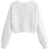 image:imageGORGLITTER Womens Cropped Cardigan Sweaters Light Weight Button Up Chunky Knit Long Sleeve Trendy 2025 Outfits White Medium