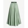 image:imageGORGLITTER Womens Dress Belt Pleated Maxi Skirt High Waisted A Line Flowy Long Skirts with PocketGreen