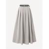 image:imageGORGLITTER Womens Dress Belt Pleated Maxi Skirt High Waisted A Line Flowy Long Skirts with PocketLight Grey