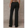 image:imageGORGLITTER Womens Dress Pants Low Rise Wide Leg Trousers Business Casual Work Dressy Low Waisted Straight Slacks PantsBlack Button