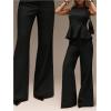image:imageGORGLITTER Womens Dress Pants Low Rise Wide Leg Trousers Business Casual Work Dressy Low Waisted Straight Slacks PantsBlack Flare