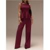 image:imageGORGLITTER Womens Dress Pants Low Rise Wide Leg Trousers Business Casual Work Dressy Low Waisted Straight Slacks PantsBurgundy