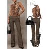 image:imageGORGLITTER Womens Dress Pants Low Rise Wide Leg Trousers Business Casual Work Dressy Low Waisted Straight Slacks PantsCoffee