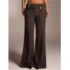 image:imageGORGLITTER Womens Dress Pants Low Rise Wide Leg Trousers Business Casual Work Dressy Low Waisted Straight Slacks PantsCoffee Brown Striped