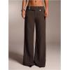 image:imageGORGLITTER Womens Dress Pants Low Rise Wide Leg Trousers Business Casual Work Dressy Low Waisted Straight Slacks PantsCoffee Brown Striped