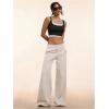 image:imageGORGLITTER Womens Dress Pants Low Rise Wide Leg Trousers Business Casual Work Dressy Low Waisted Straight Slacks PantsSolid Beige
