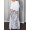 image:imageGORGLITTER Womens Floral Lace Sheer Mesh Long Skirt Y2k A Line Low Rise Ruched Flowy Coquette Maxi SkirtsWhite