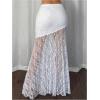 image:imageGORGLITTER Womens Floral Lace Sheer Mesh Long Skirt Y2k A Line Low Rise Ruched Flowy Coquette Maxi SkirtsWhite