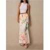 image:imageGORGLITTER Womens Floral Maxi Skirt Boho Low Waisted ALine Bodycon Trendy Long Midi SkirtsWhite
