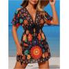image:imageGORGLITTER Womens Floral Tropical Sun Dress Boho Swimsuit Coverup Bikini Bathing Suit Beach Cover Ups Resort OutfitsBlack