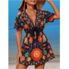 image:imageGORGLITTER Womens Floral Tropical Sun Dress Boho Swimsuit Coverup Bikini Bathing Suit Beach Cover Ups Resort OutfitsBlack