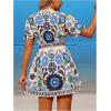 image:imageGORGLITTER Womens Floral Tropical Sun Dress Boho Swimsuit Coverup Bikini Bathing Suit Beach Cover Ups Resort OutfitsBlue