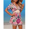 image:imageGORGLITTER Womens Floral Tropical Sun Dress Boho Swimsuit Coverup Bikini Bathing Suit Beach Cover Ups Resort OutfitsHot Pink