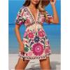 image:imageGORGLITTER Womens Floral Tropical Sun Dress Boho Swimsuit Coverup Bikini Bathing Suit Beach Cover Ups Resort OutfitsHot Pink