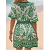 image:imageGORGLITTER Womens Floral Tropical Sun Dress Swimsuit Coverup Short Sleeve Bikini Bathing Suit Beach Cover Ups SwimwearGreen