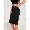 image:imageGORGLITTER Womens Full Length Back Zipper Pencil Skirt Slit High Waist Stretchy Knee Length SkirtBlack