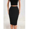 image:imageGORGLITTER Womens Full Length Back Zipper Pencil Skirt Slit High Waist Stretchy Knee Length SkirtBlack