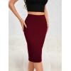 image:imageGORGLITTER Womens Full Length Back Zipper Pencil Skirt Slit High Waist Stretchy Knee Length SkirtBurgundy