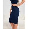 image:imageGORGLITTER Womens Full Length Back Zipper Pencil Skirt Slit High Waist Stretchy Knee Length SkirtNavy Blue
