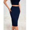 image:imageGORGLITTER Womens Full Length Back Zipper Pencil Skirt Slit High Waist Stretchy Knee Length SkirtNavy Blue