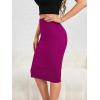 image:imageGORGLITTER Womens Full Length Back Zipper Pencil Skirt Slit High Waist Stretchy Knee Length SkirtRed Violet