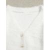 image:imageGORGLITTER Womens Fuzzy Crop Sweater Cardigan 2025 Winter Holiday Outfits Chunky Pearl Button Down Long Sleeve CardiganBeige