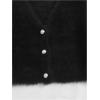 image:imageGORGLITTER Womens Fuzzy Crop Sweater Cardigan 2025 Winter Holiday Outfits Chunky Pearl Button Down Long Sleeve CardiganBlack