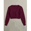 image:imageGORGLITTER Womens Fuzzy Crop Sweater Cardigan 2025 Winter Holiday Outfits Chunky Pearl Button Down Long Sleeve CardiganBurgundy
