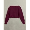 image:imageGORGLITTER Womens Fuzzy Crop Sweater Cardigan 2025 Winter Holiday Outfits Chunky Pearl Button Down Long Sleeve CardiganBurgundy