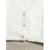 image:imageGORGLITTER Womens Fuzzy Crop Sweater Cardigan 2025 Winter Holiday Outfits Chunky Pearl Button Down Long Sleeve CardiganCream Cardigan