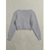 image:imageGORGLITTER Womens Fuzzy Crop Sweater Cardigan 2025 Winter Holiday Outfits Chunky Pearl Button Down Long Sleeve CardiganLight Grey