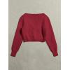 image:imageGORGLITTER Womens Fuzzy Crop Sweater Cardigan 2025 Winter Holiday Outfits Chunky Pearl Button Down Long Sleeve CardiganLight Red
