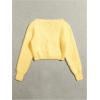 image:imageGORGLITTER Womens Fuzzy Crop Sweater Cardigan 2025 Winter Holiday Outfits Chunky Pearl Button Down Long Sleeve CardiganLight Yellow