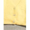 image:imageGORGLITTER Womens Fuzzy Crop Sweater Cardigan 2025 Winter Holiday Outfits Chunky Pearl Button Down Long Sleeve CardiganLight Yellow