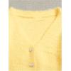image:imageGORGLITTER Womens Fuzzy Crop Sweater Cardigan 2025 Winter Holiday Outfits Chunky Pearl Button Down Long Sleeve CardiganLight Yellow