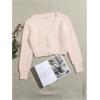 image:imageGORGLITTER Womens Fuzzy Crop Sweater Cardigan 2025 Winter Holiday Outfits Chunky Pearl Button Down Long Sleeve CardiganPink