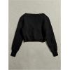 image:imageGORGLITTER Womens Fuzzy Crop Sweater Cardigan 2025 Winter Holiday Outfits Chunky Pearl Button Down Long Sleeve CardiganSolid Black