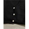 image:imageGORGLITTER Womens Fuzzy Crop Sweater Cardigan 2025 Winter Holiday Outfits Chunky Pearl Button Down Long Sleeve CardiganSolid Black