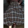 image:imageGORGLITTER Womens Gingham Skirt Casual Dressy Flowy Plaid High Waist Flared Vintage Western A Line Midi Maxi SkirtsBlue and Brown