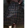 image:imageGORGLITTER Womens Gingham Skirt Casual Dressy Flowy Plaid High Waist Flared Vintage Western A Line Midi Maxi SkirtsDark Blue