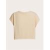 image:imageGORGLITTER Womens Graphic Print Cap Sleeve Crop Top Casual Round Neck Short Sleeve TShirtBeige Letter  Car