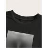 image:imageGORGLITTER Womens Graphic Print Cap Sleeve Crop Top Casual Round Neck Short Sleeve TShirtBlack Figure