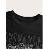 image:imageGORGLITTER Womens Graphic Print Cap Sleeve Crop Top Casual Round Neck Short Sleeve TShirtBlack Letter  Motorcycle