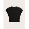 image:imageGORGLITTER Womens Graphic Print Cap Sleeve Crop Top Casual Round Neck Short Sleeve TShirtBlack Letter  Motorcycle