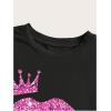 image:imageGORGLITTER Womens Graphic Print Cap Sleeve Crop Top Casual Round Neck Short Sleeve TShirtBlack and Pink Lip Print