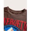 image:imageGORGLITTER Womens Graphic Print Cap Sleeve Crop Top Casual Round Neck Short Sleeve TShirtChocolate Brown